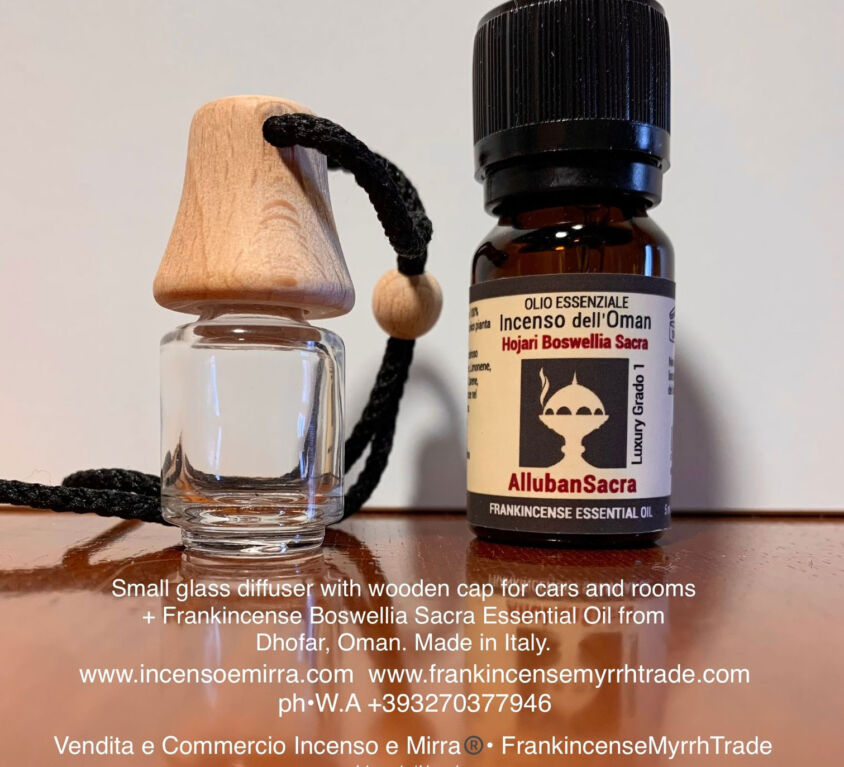 Olibanum (Incense) Frankincense Essential Oil Boswellia Sacra Oman and Glass Diffuser.