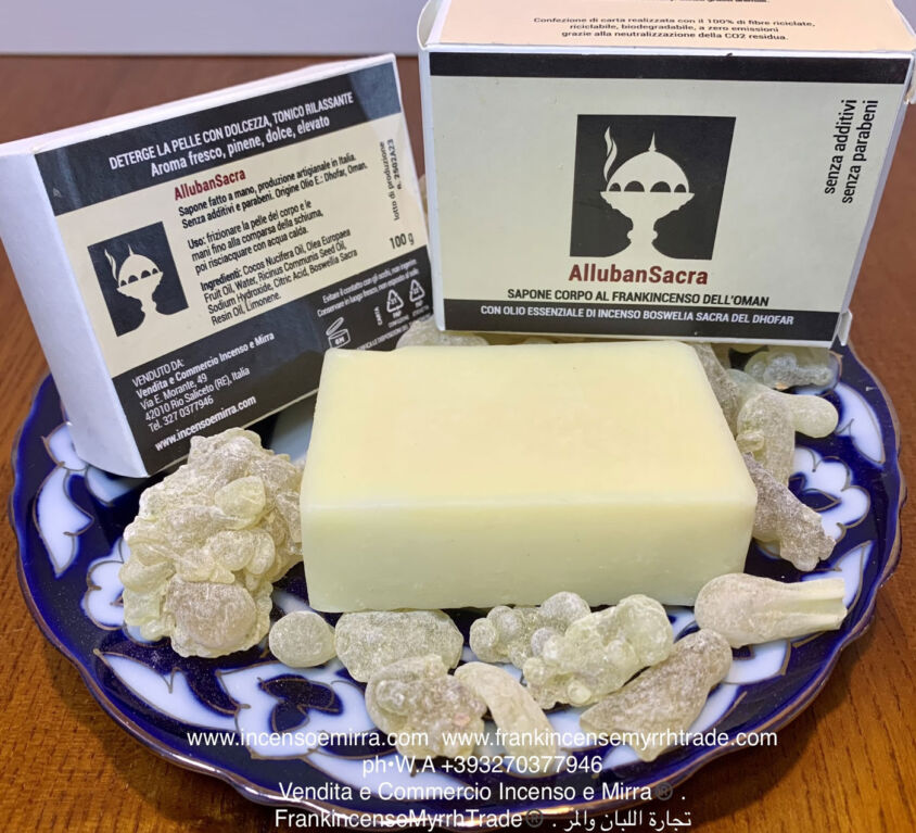 FRANKINCENSE BODY SOAP WITH ESSENTIAL OIL BOSWELLIA SACRA OMAN. VEGETABLE INCENSE SOAPS MADE IN ITALY AllubanSacra..