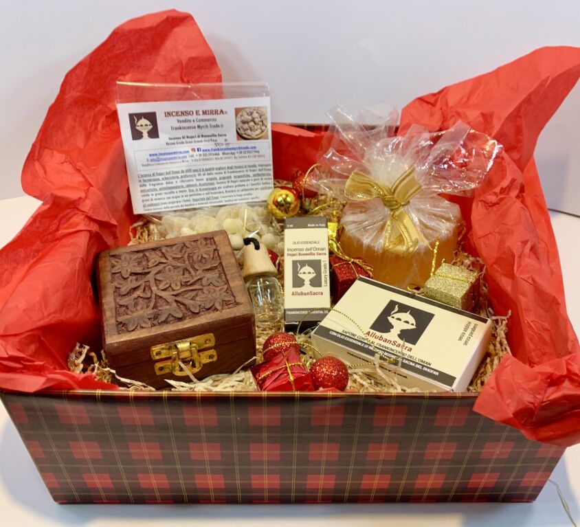 Frankincense Gift Box with Incense Boswellia Sacra Oman, Frankincense Soap, Myrrh soap, wooden box.