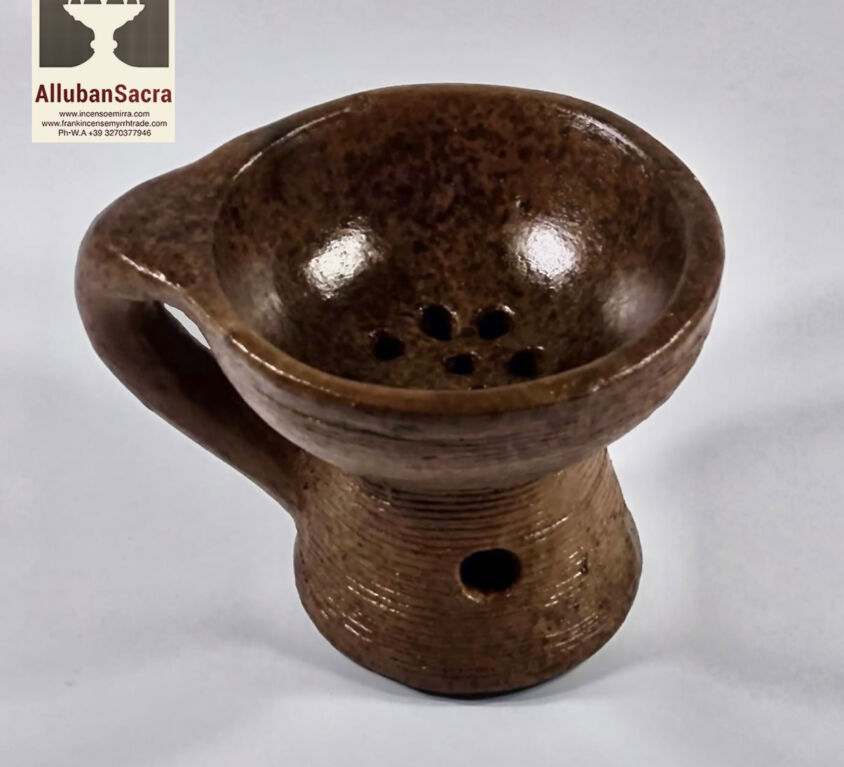 Cense Burners Made of Clay (Terracotta) with handle for Frankincense Grains, Handcraft Smoking Incense Holder.