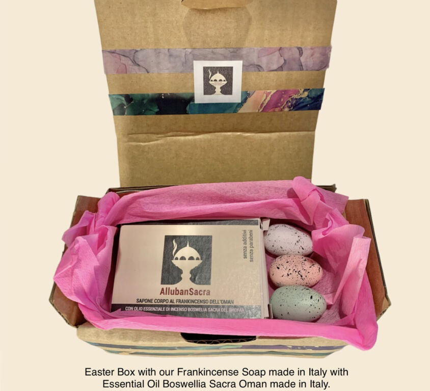 Easter Pack with Frankincense Body Soap with Boswellia Sacra Oman Essential Oil made in Italy.