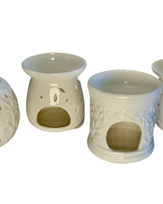 scented Essence oil burner in white ceramic for essential oils and wax.